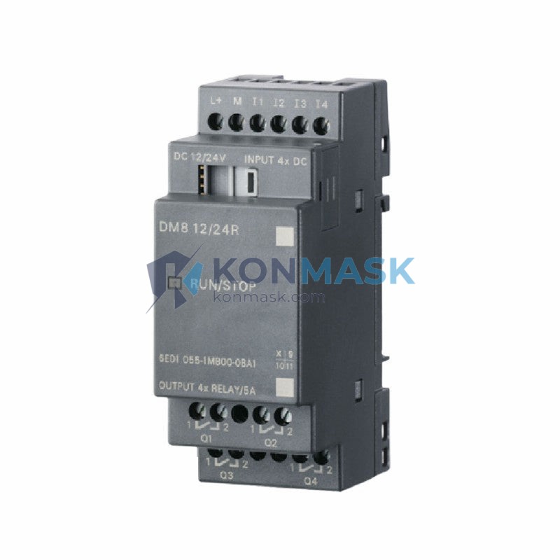SIEMENS 6ED1055-1MB00-0BA1 SIEMENS LOGO! DM8 12/24R - Front Panel and Connectivity View