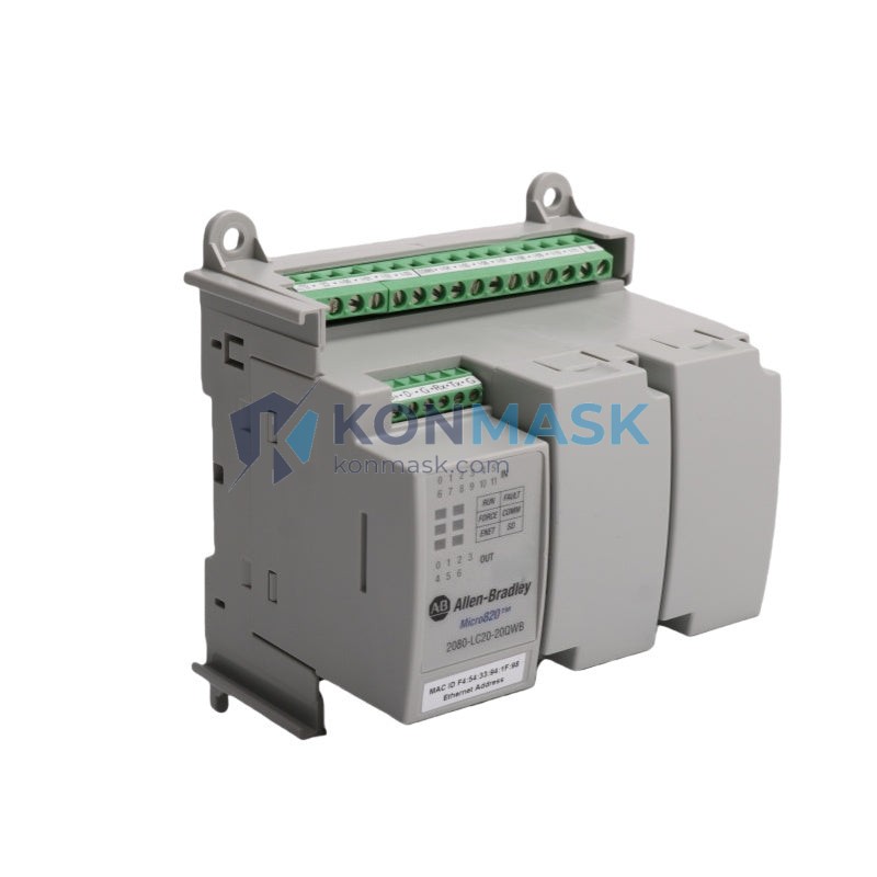 Allen-Bradley 2080-LC20-20QWB Micro820 (Bulletin 2080) - Front Panel and Connectivity View