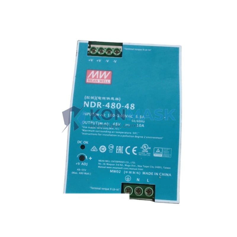 Mean Well NDR-480-48 - Front Panel and Connectivity View