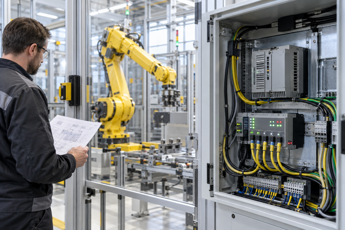 ABB IRC5 DeviceNet robot communication module and bus wiring inspection 2026