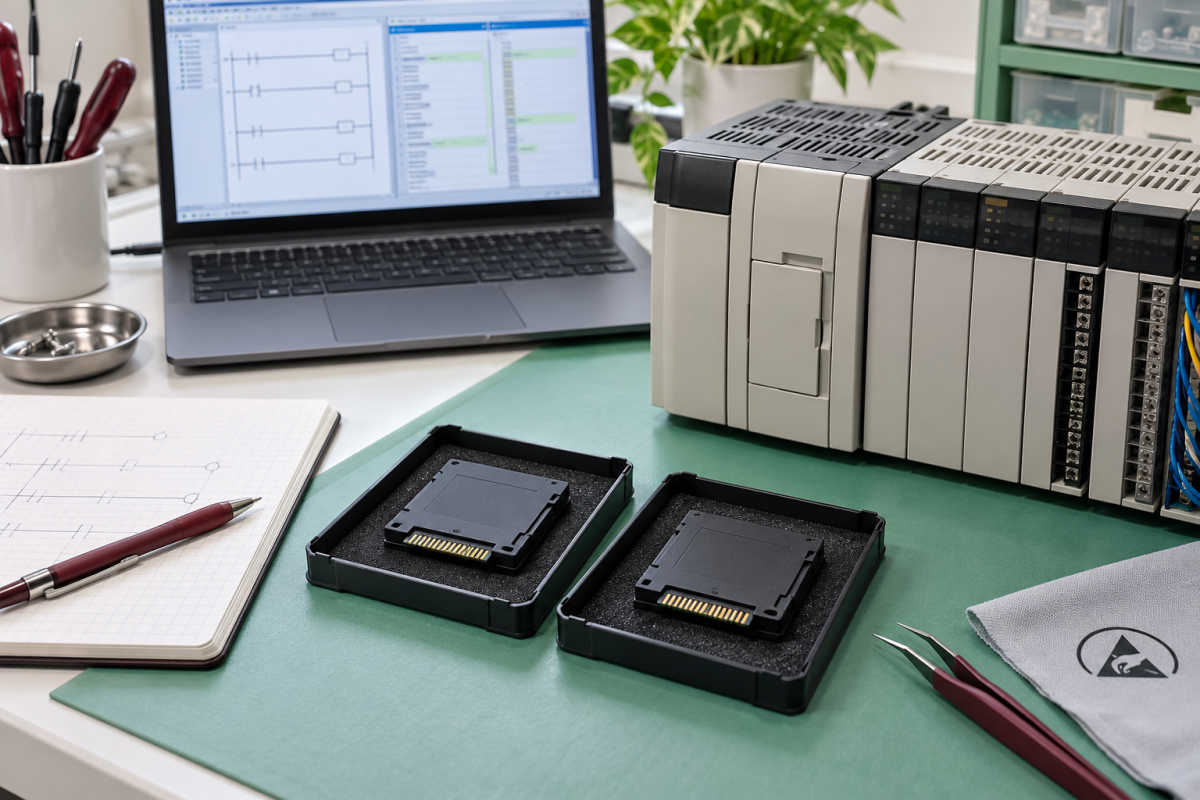 Omron CQM1 ME04K ME08K spare parts 2026 memory cassette recovery workstation illustration